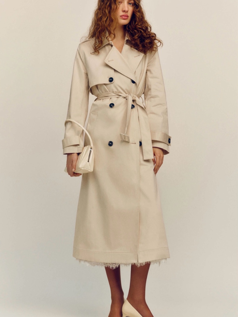 Reformation Oyster Double-Breasted Trench Coat Matteo XS